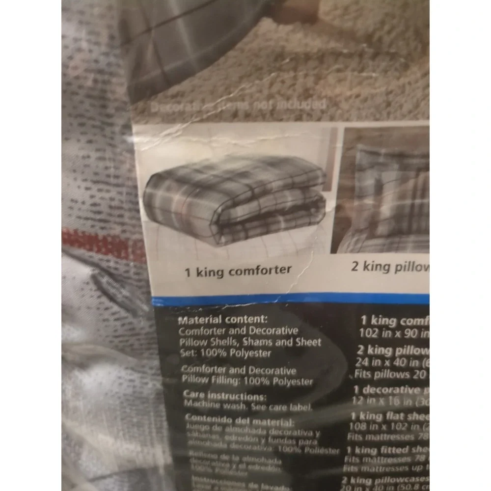 Brand New Mainstays 8 Piece Coordinated Bedding Set King Size In Beautiful Grays